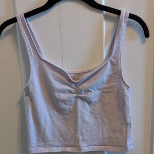 American Eagle Outfitters Pale Pink Ruched Cropped Tank Top